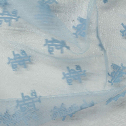 Jacquard Flocked 100% Polyester Knit Fabric, 30 gsm, 150 cm — Blue
