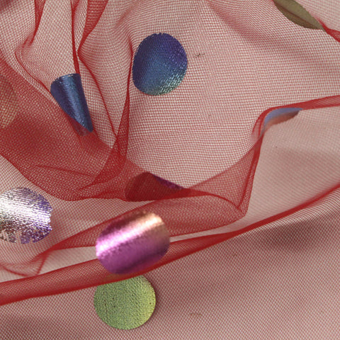 Red Iridescent-Dot Knit, Polyester