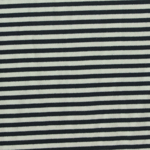 Black Horizontal-Stripe Jersey Knit, Polyester, 180 gsm, 140 cm