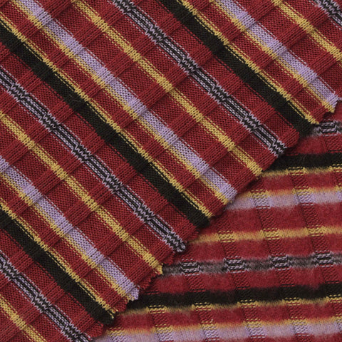 Red Plaid Rib Knit, Polyester