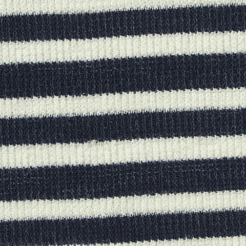 Navy Horizontal-Stripe Jersey Knit, Polyester, 180 gsm