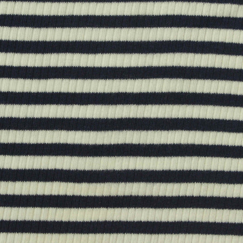Navy Horizontal-Stripe Rib Knit, Cotton