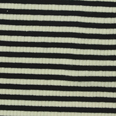 Black Horizontal-Stripe Rib Knit, Cotton, 220 gsm, 130 cm