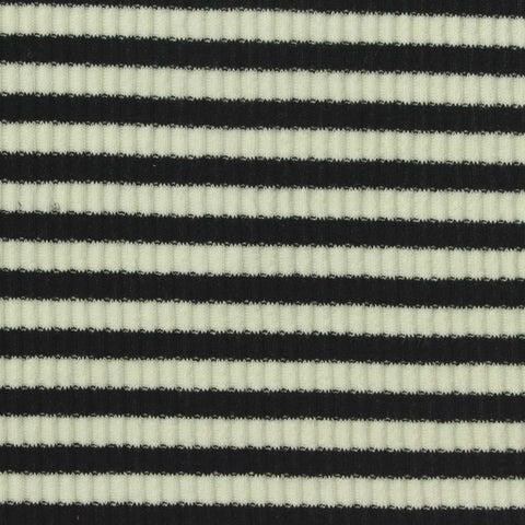 Black Stripes Rib Knit, Cotton