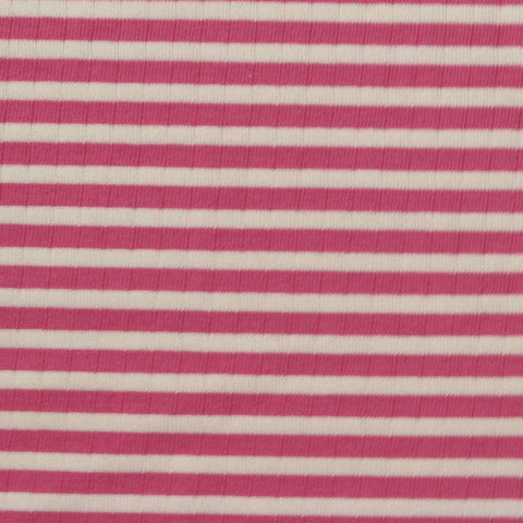 Pink Horizontal-Stripe Jersey Knit, Cotton-Poly, 180 gsm