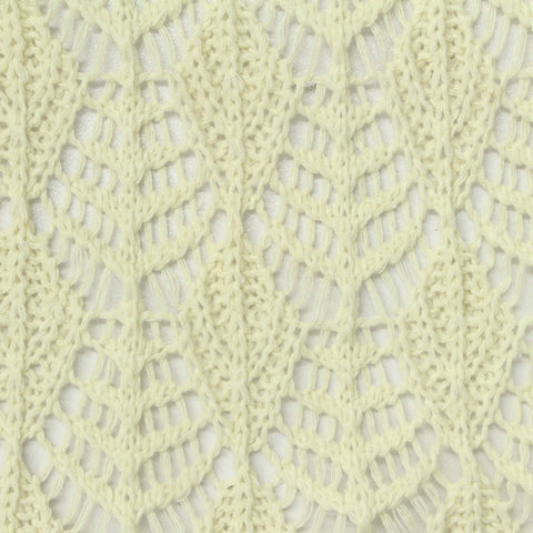 Light Cream Vertical-Eyelet Pointelle Knit, Poly-Cotton