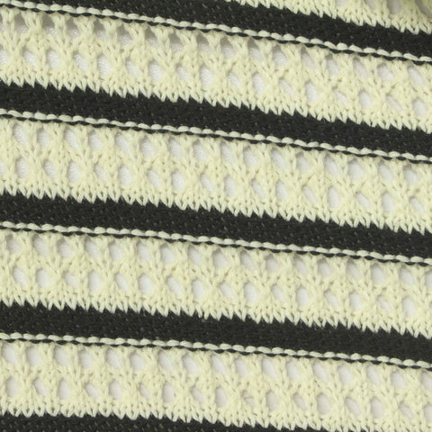 Black Horizontal-Stripe Pointelle Knit, Poly-Cotton, 320 gsm