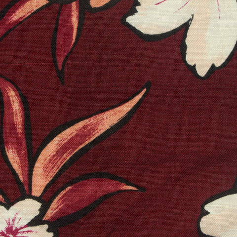 Cream Floral Woven, Linen-Viscose, 175 gsm