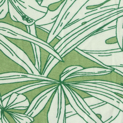 Green Tropical-Leaf Jersey Knit, Viscose