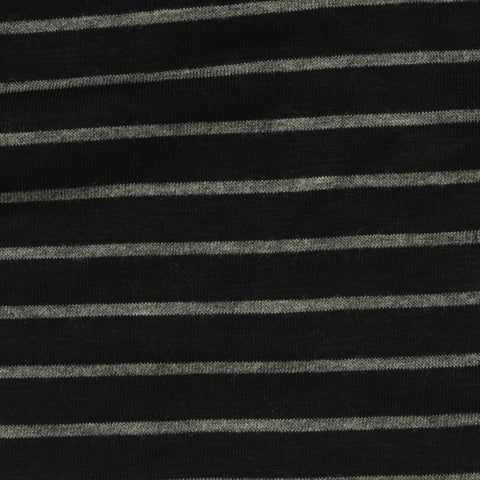Black Horizontal-Stripe Jersey Knit, Viscose, 155 gsm, 172 cm
