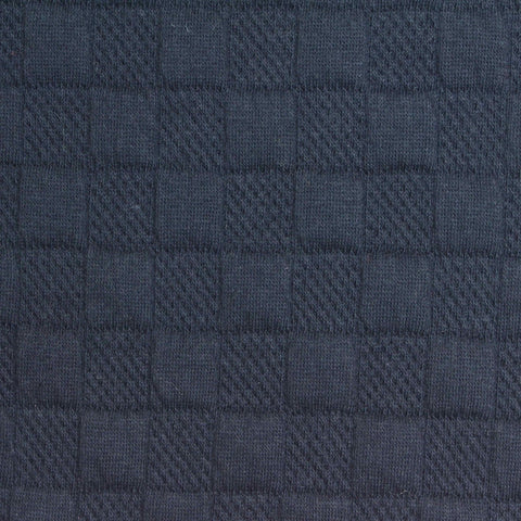 Dark Blue Tone-on-Tone Square Jacquard, Poly-Cotton, 330 gsm