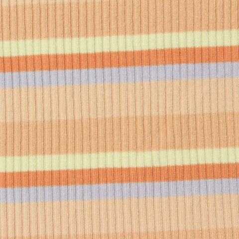 Peach Horizontal-Stripe Rib Knit, Viscose