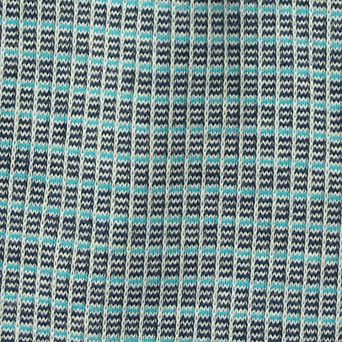 Light Blue Wavy-Line Jersey Knit, Cotton-Poly