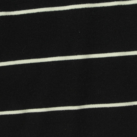White Horizontal-Stripe Ponte Knit, Cotton-Poly, 270 gsm