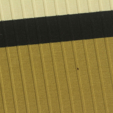 Cream Horizontal-Stripe Rib Knit, Poly-Viscose, 205 gsm
