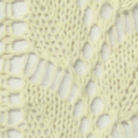 Cream Openwork-Leaf Pointelle Knit, Poly-Cotton, 230 gsm