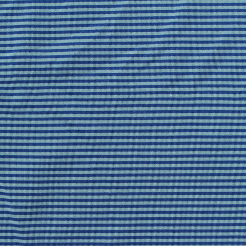 Blue Horizontal-Stripe Jersey Knit, Polyester, 147 gsm