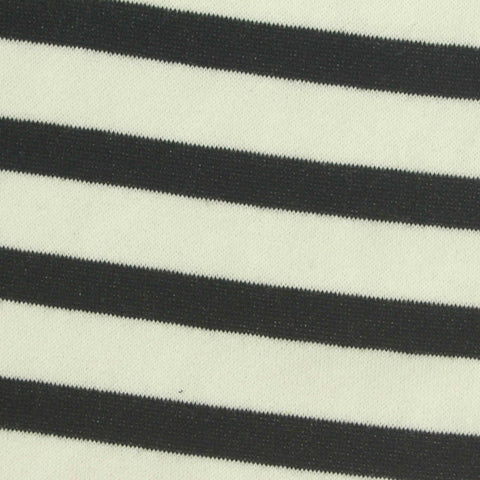 Black Horizontal-Stripe French Terry, Poly-Cotton, 280 gsm