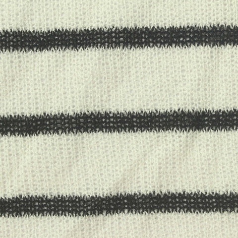 Black Horizontal-Stripe Chunky Knit, Poly-Viscose, 207 gsm