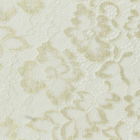 Gold Glitter-Floral Lace, Nylon-Spandex