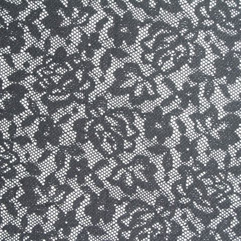 Nylon Stretch Lace Fabric, 118 gsm, 126 cm — Black
