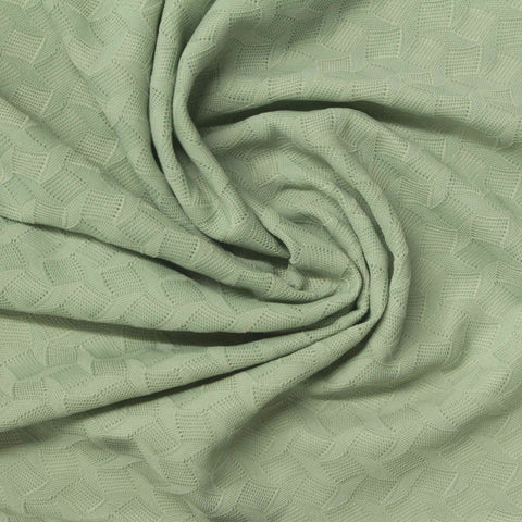 Light Green Geometric-Wave Warp Knit, Nylon-Spandex
