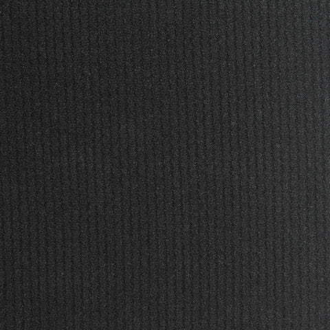 Viscose Polyester Blend Stretch Rib Knit Fabric, 300 gsm, 185 cm — Black