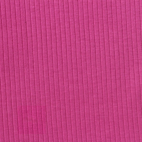 Cotton Polyester Stretch Rib Knit Fabric, 200 gsm, 135 cm — Pink
