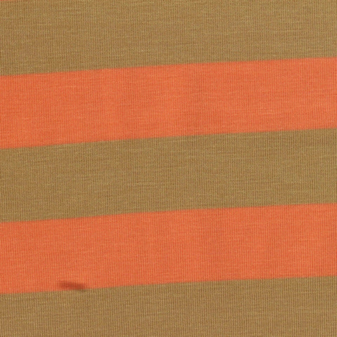 Orange Horizontal-Stripe Jersey Knit, Tencel Lyocell, 220 gsm