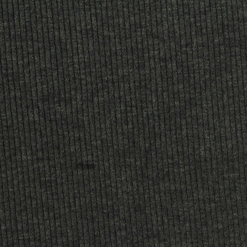 Heather Cotton Polyester Stretch Rib Knit Fabric, 350 gsm, 109 cm — Grey