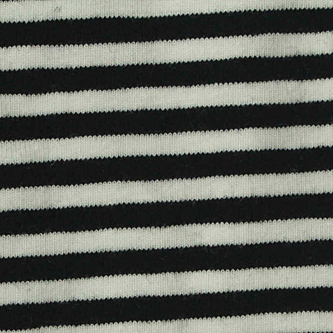 Black Horizontal-Stripe Jersey Knit, Cotton, 230 gsm