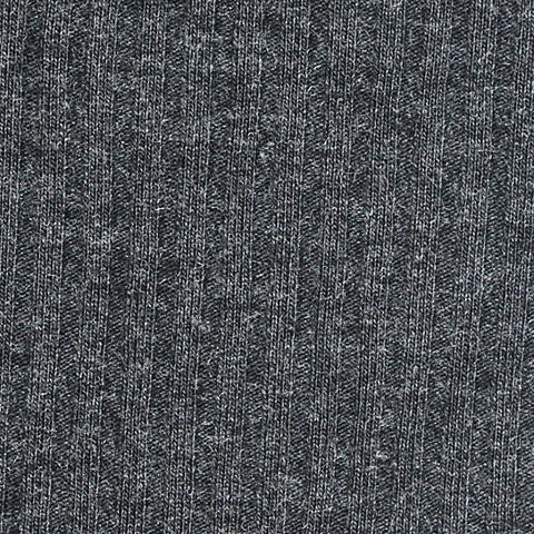 Dark Grey Marl Rib Knit, Cotton-Poly, 220 gsm