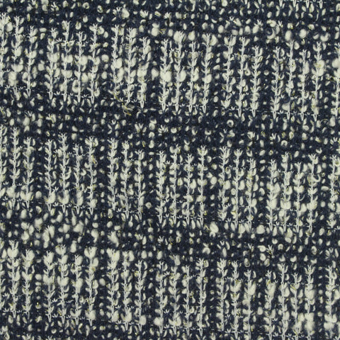 Navy Vertical-Leaf Bouclé, Cotton-Poly