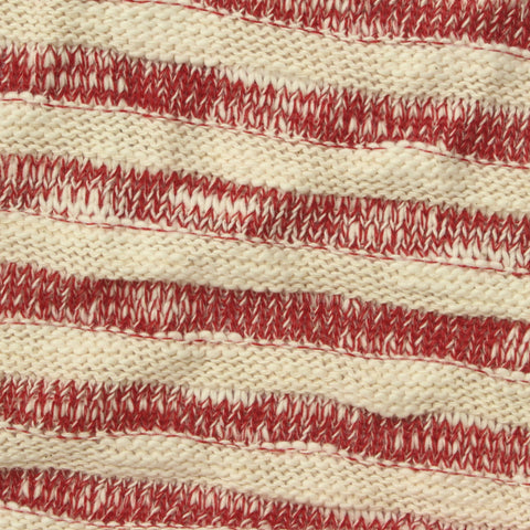 Cream Horizontal-Stripe Chunky Knit, Cotton-Poly, 340 gsm