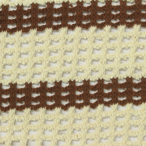 Brown Horizontal-Stripe Chunky Knit, Cotton-Poly, 269 gsm
