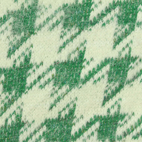 Green Houndstooth Chunky Knit, Nylon-Poly