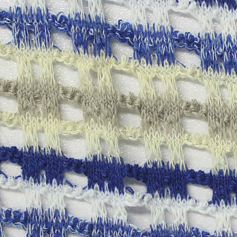 Blue Horizontal-Stripe Chunky Knit, Polyester, 223 gsm