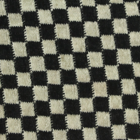 Plaid Polyester Stretch Chenille Fabric, 420 gsm, 167 cm — White