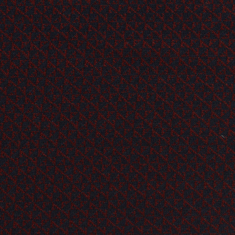 Dark Red Geometric Jersey Knit, Cotton-Poly