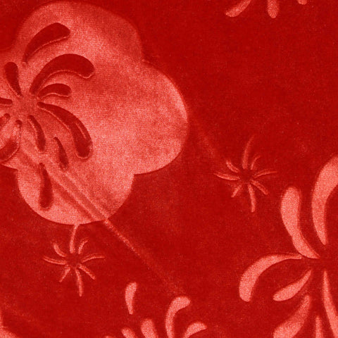 Red Tone-on-Tone Floral Velvet, Polyester