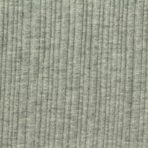 Light Grey Marl Rib Knit, Cotton, 160 gsm