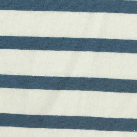Blue Horizontal-Stripe Jersey Knit, Cotton, 150 gsm