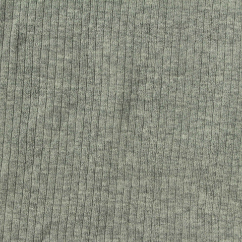 Grey Heathered-Marl Rib Knit, Cotton-Poly, 235 gsm