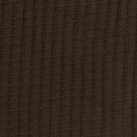 Brushed Polyester Viscose Stretch Waffle Knit Fabric, 236 gsm, 154 cm — Brown