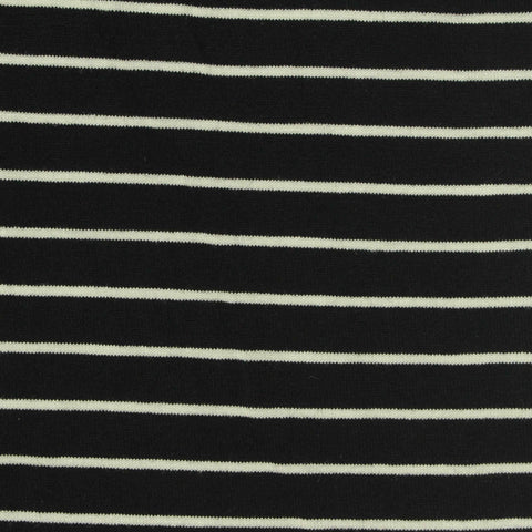 Black Horizontal-Stripe Jersey Knit, Viscose, 180 gsm, 180 cm