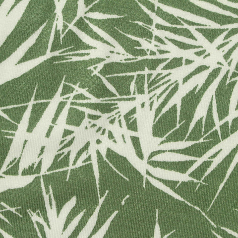 White Leaves Jersey Knit, Viscose