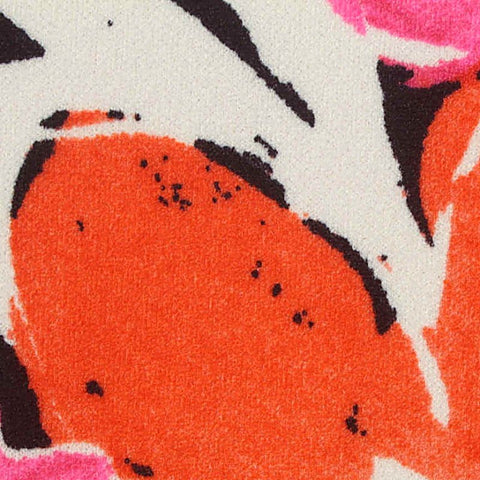 Orange Floral Linen-Look, Polyester, 260 gsm