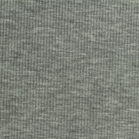 Heathered Grey Marl Rib Knit, Poly-Viscose, 290 gsm