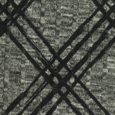 Black Lines Rib Knit, Polyester, 210 gsm