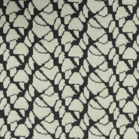 Black Abstract Interlock Knit, Poly-Cotton, 230 gsm